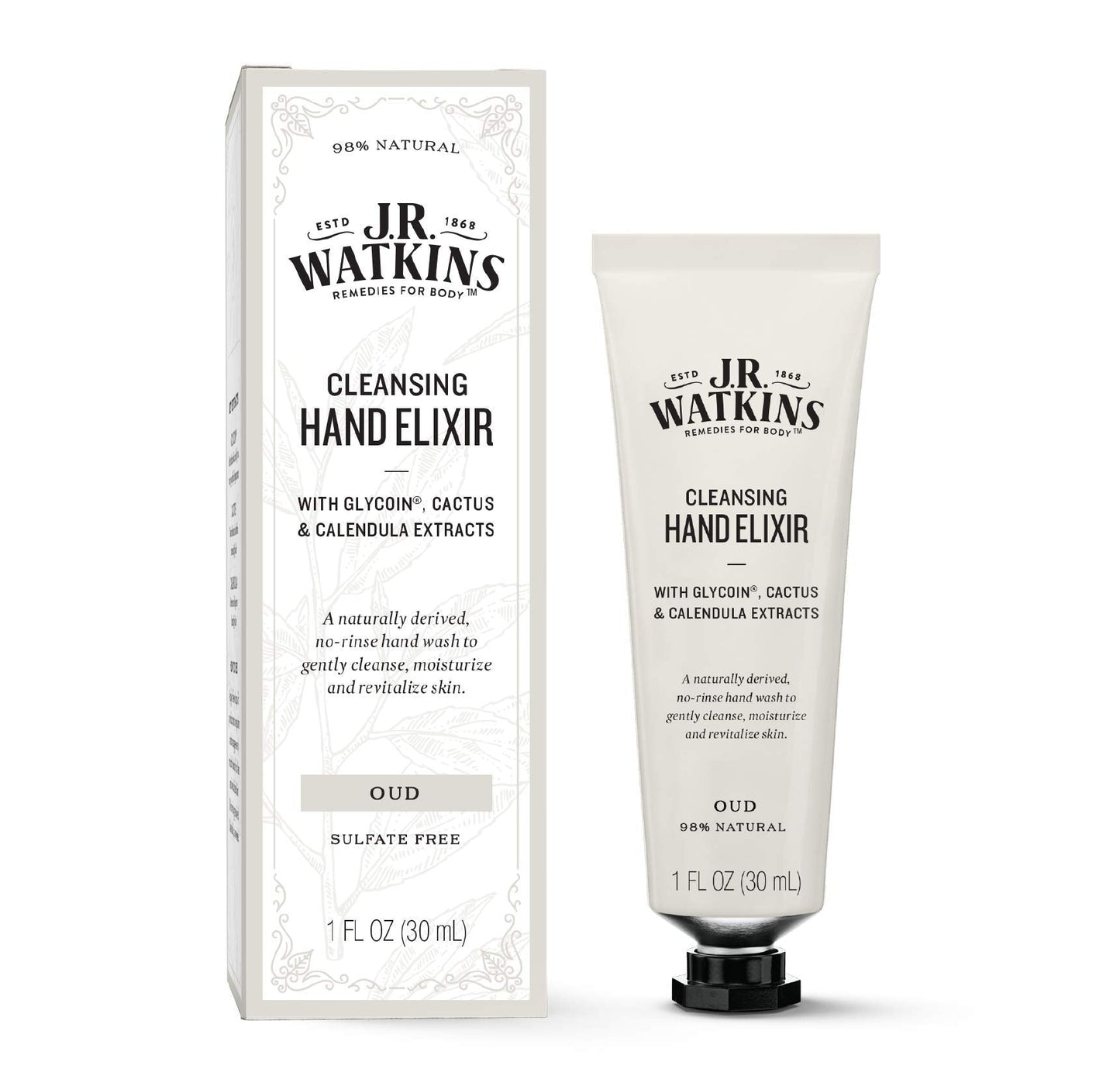 J.R. Watkins Oud Hand Elixir, No Rinse Waterless Cleansing Hand Wash, Convenient 1 oz Beauty & Personal Care J.R. Watkins