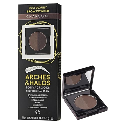 Arches & Halos Duo Luxury Brow Powder - Two-for-One Versatile Compact Powder - Get Full, Defined Brows - Vegan and Cruelty Free Makeup - Charcoal Beauty & Personal Care Arches & Halos