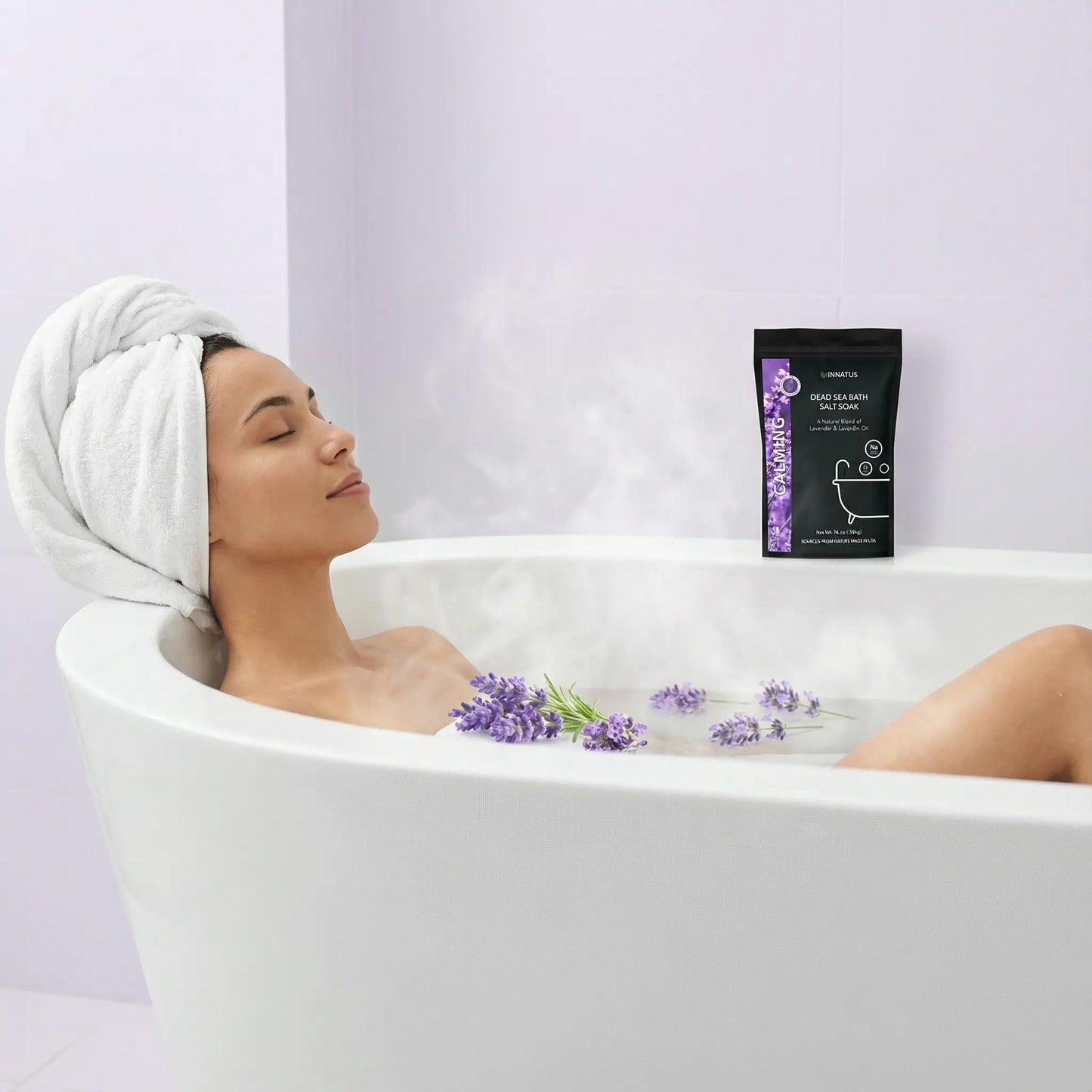 Dead Sea Soothing Bath Salt Soak with 21 Minerals - Relaxing, Detoxifying, and Nourishing for Skin - 14oz, Infused with Essential Oils - Rejuvenate Beauty and Personal Care INNATUS