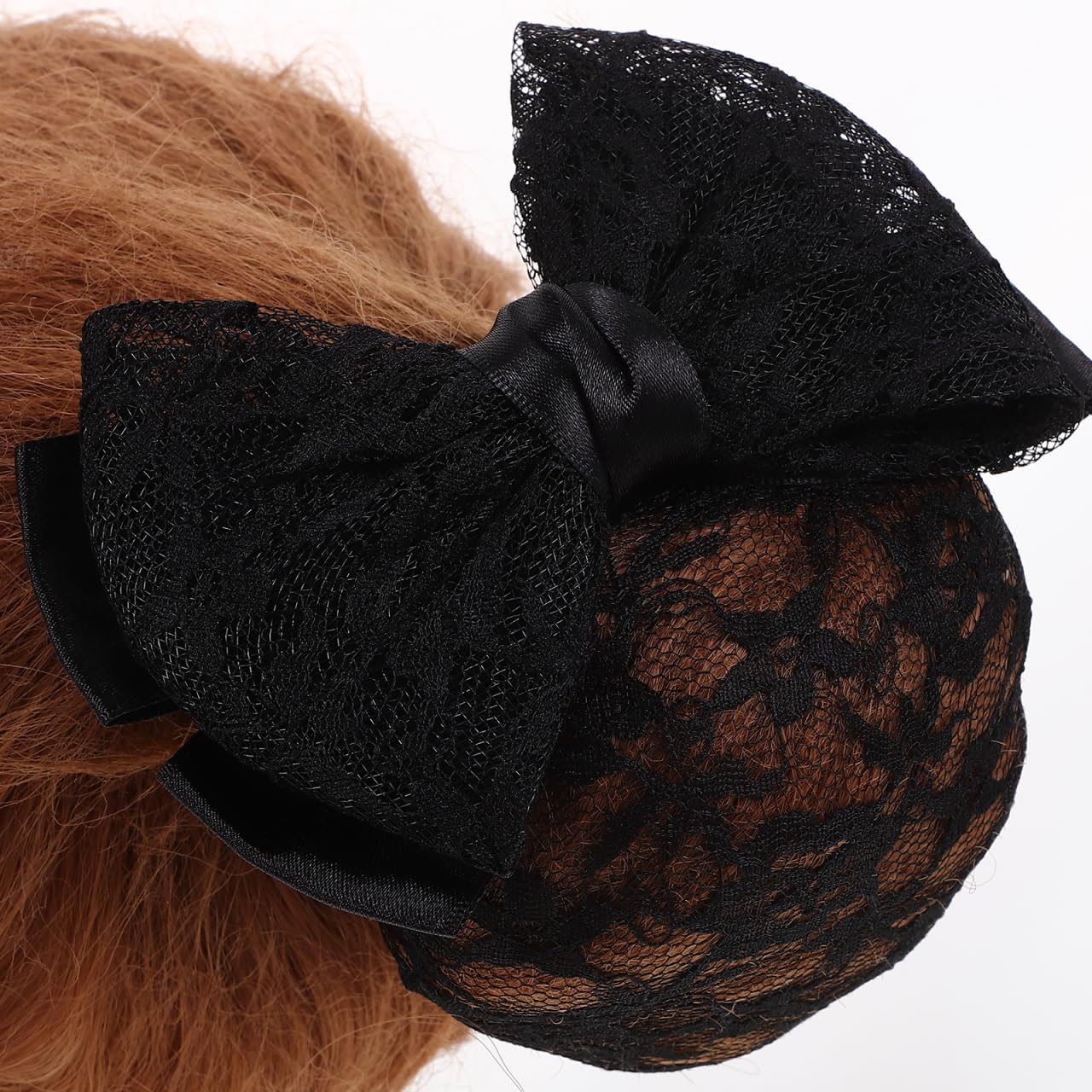 Beaupretty 2Pcs Women Bowknot Hair Bun Cover Barrettes Net Snood Hairnet Decor French Hair Clip (Black) Beauty & Personal Care Beaupretty