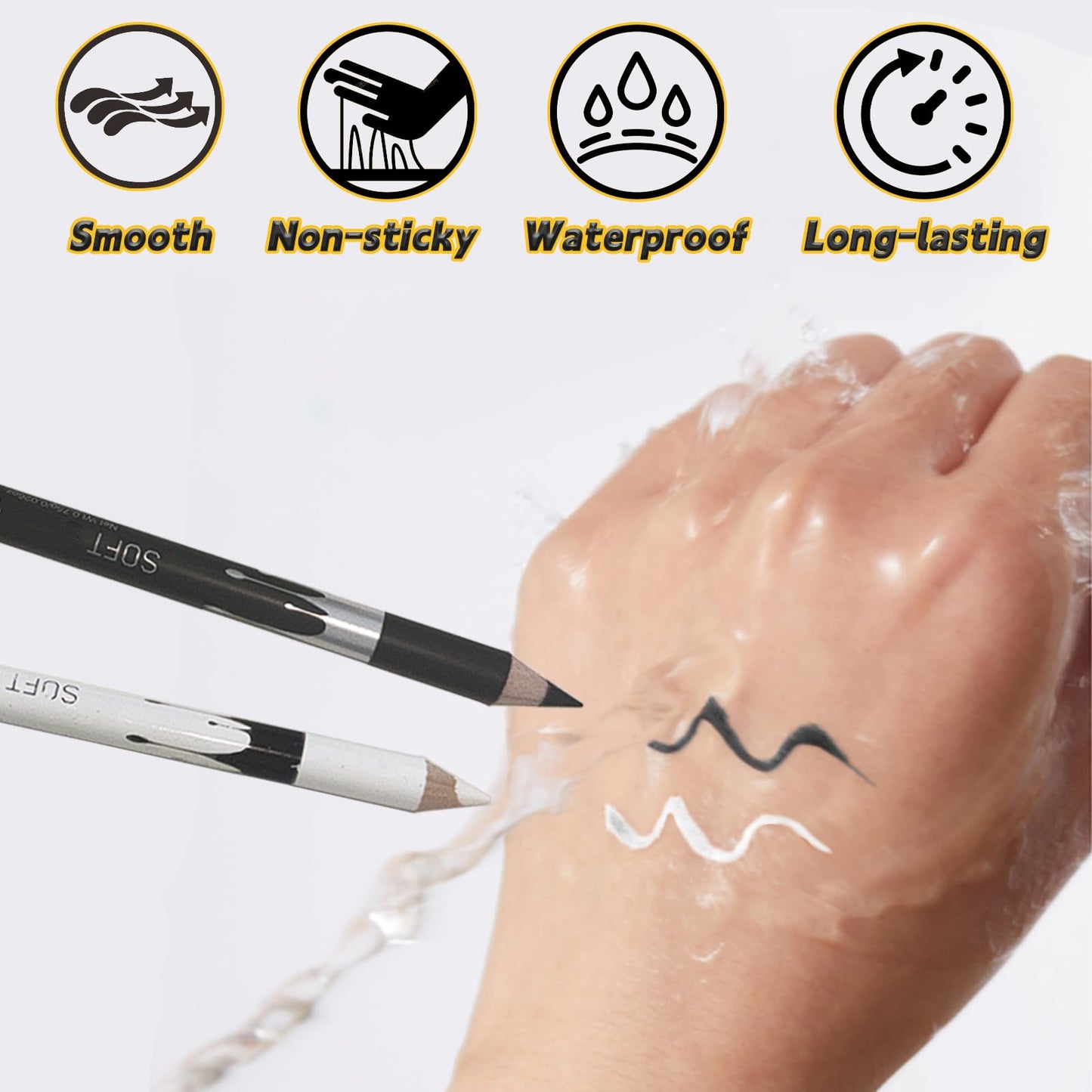 HAIOLORPRO 14PCS Barber Pencil for lineup, White Black Magic Hairline Pencil, Beard Shaping Guide Pen with 2 Sharpeners and 1 Styling Comb, Barber Beauty and Personal Care HAIOLORPRO