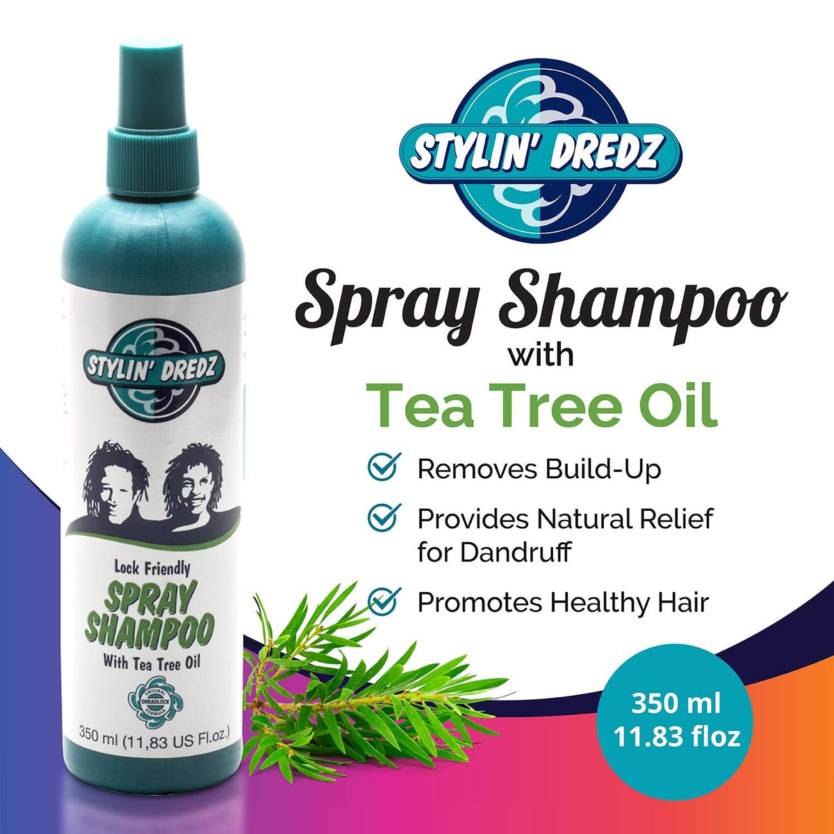 Stylin Dredz Spray Shampoo - Dreadlock Shampoo - Residue Free with Tea Tree Oil - 350 ml Pack of 2