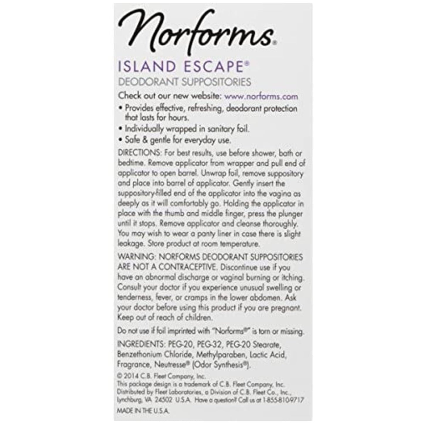 Norforms Feminine Deodorant Suppositories, Long Lasting Odor Control, Gynocologist Tested, Individullay Wrapped, Island Escape Scent, 12 Count in Each Beauty and Personal Care Norforms