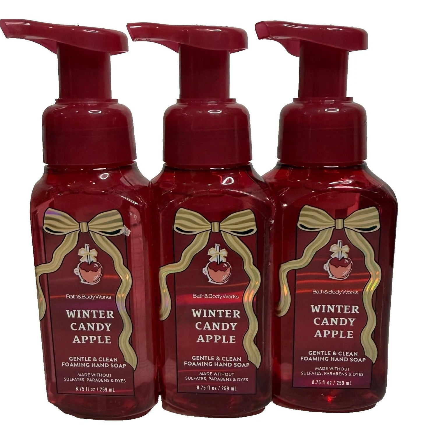 Bath and Body Works Winter Candy Apple Gentle & Clean Foaming Hand Soap Pack of 3 Beauty & Personal Care Bath & Body Works