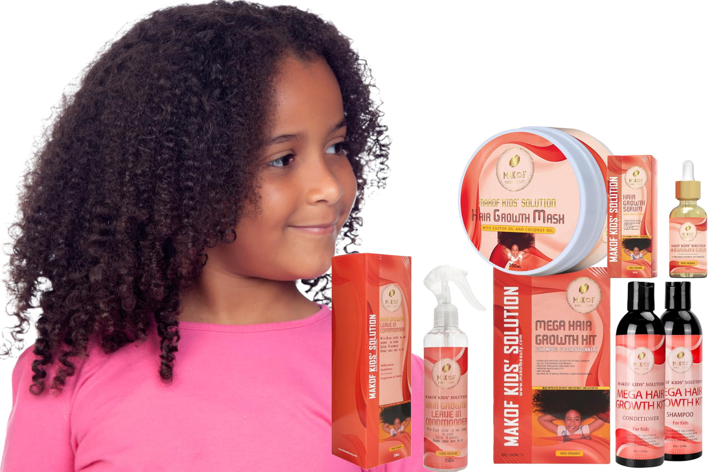 MAKOF Kid’s Hair Growth Set. Shampoo & Conditioner with black castor oil, Wheat Protein, Argan, Jojoba, Aloe Vera, , Mask Treatment and Leave-in Beauty & Personal Care MAKOF BEAUTY
