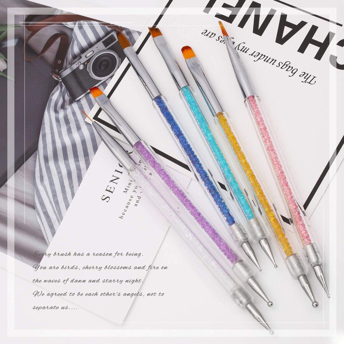 iminoo 6PCS Nail Art Brushes,Double Ended Nail Liner Brush Dotting Pen Nail Art Point Drill Drawing Tools,Double Ended Nail Art Brushe for DIY Nail Beauty & Personal Care iminoo