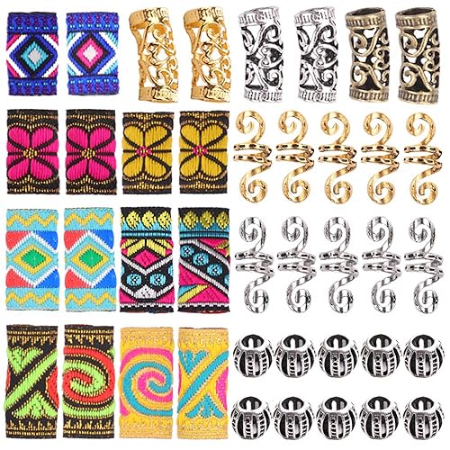 Hair Tube Beads Dreadlock Jewely Tube and Beads 40 Pieces Hair Jewelry DIY Hair Decoration Accessories Hair Cuff Tibetan Style for Women and Men (Gold Beauty & Personal Care N\A