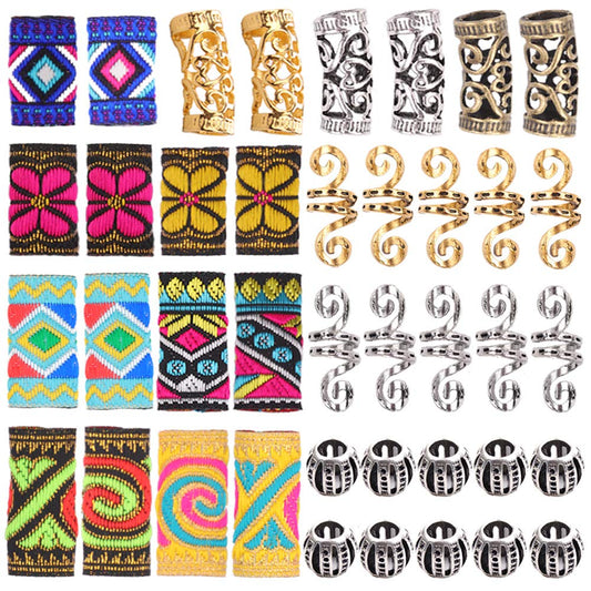 Hair Tube Beads Dreadlock Jewely Tube and Beads 40 Pieces Hair Jewelry DIY Hair Decoration Accessories Hair Cuff Tibetan Style for Women and Men (Gold Beauty & Personal Care N\A