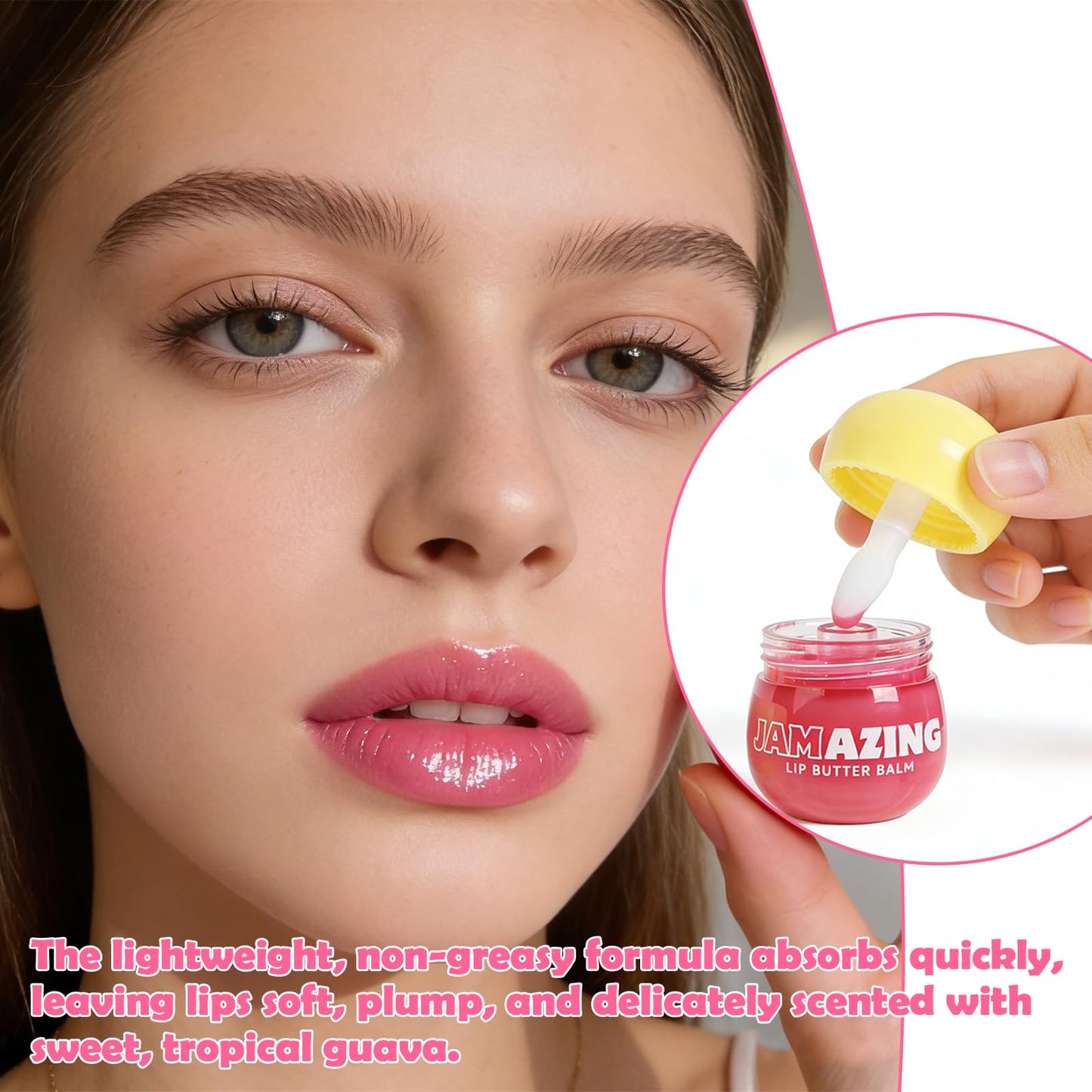 Jamazing Lip Butter Balm Guava Jam by Oz Lab High Shine Tinted Lip Balm Moisturizing Non Sticky Vegan Cruelty Free Hydrating Lip Gloss for Dry Lips Beauty and Personal Care OZ LAB