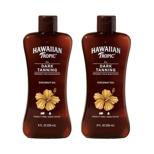 Hawaiian Tropic Dark Tanning Oil, 8Fl Oz | Moisturizing Body Oil with Cocoa Butter, Tan Enhancer, 8Fl Oz each Twin Pack Beauty & Personal Care Hawaiian Tropic