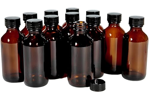 Vivaplex, 12, Amber, 2 oz Glass Bottles, with Lids Beauty & Personal Care Vivaplex