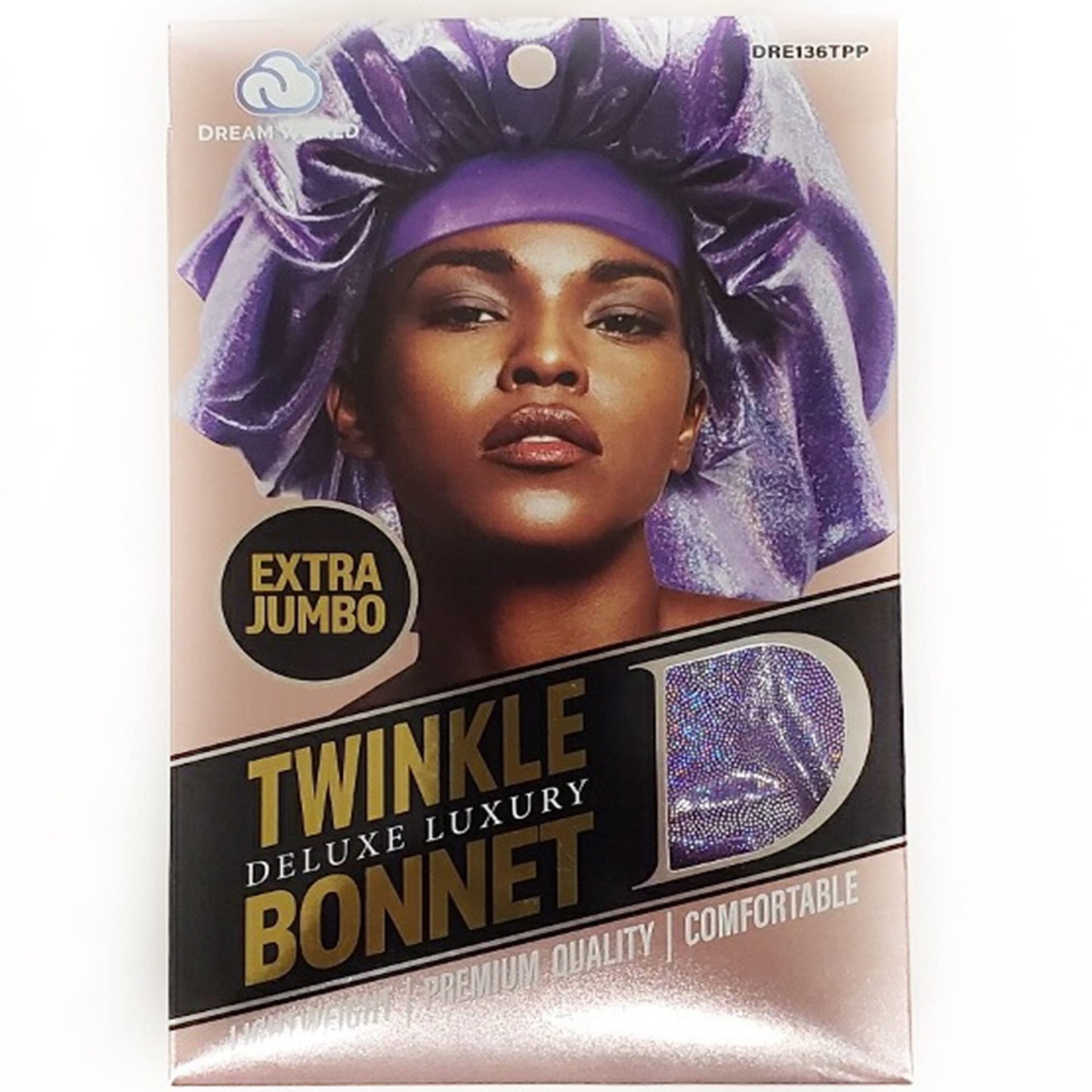 Holographic Extra Jumbo Nightcap Twinkle Deluxe Luxury Wide Band Sleep Cap Bonnet Hat for Hair Purple Beauty and Personal Care MayaBeauty