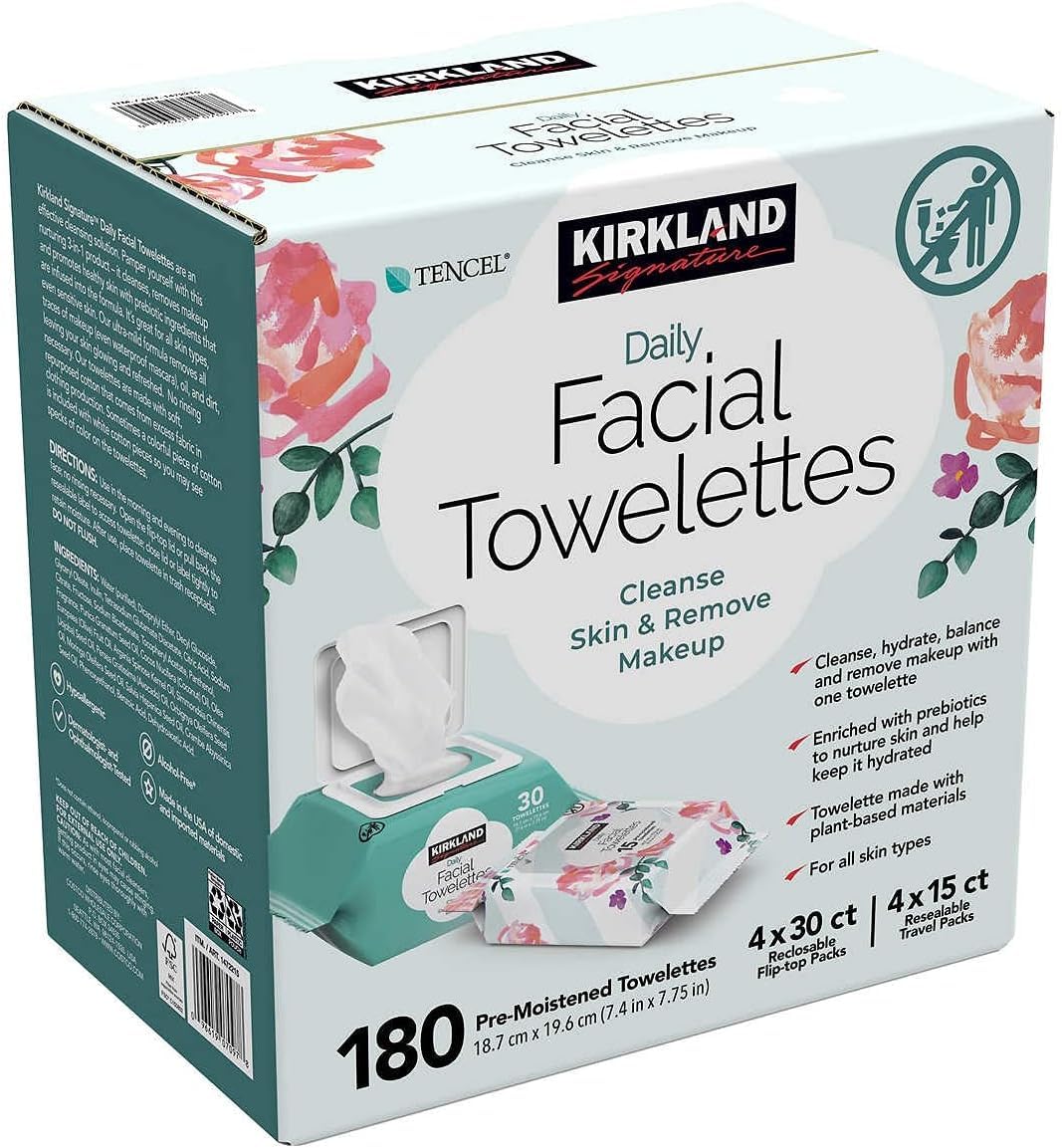 KIRKLAND Signature Daily Facial Towellettes, 4.53 Pound (180 Count, 1-Box) Beauty & Personal Care KIRKLAND