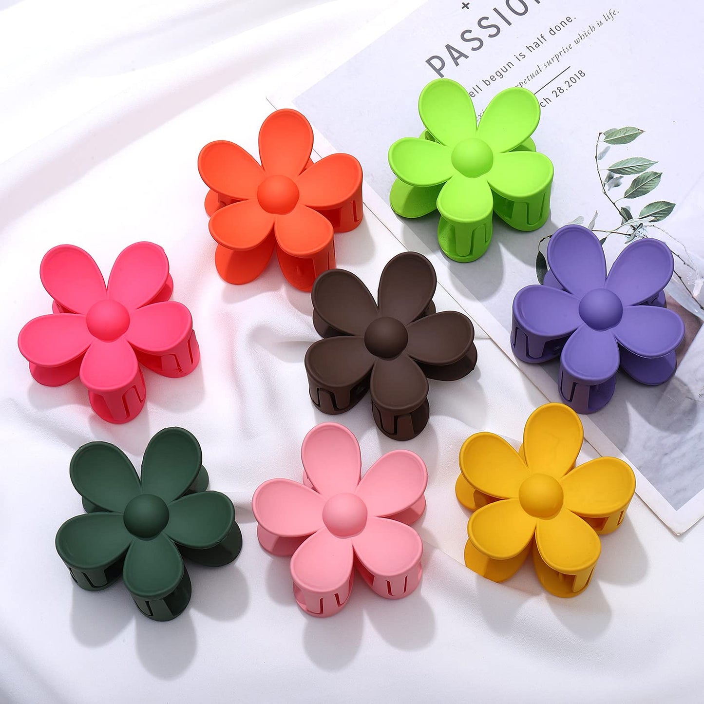 8PCS Acrylic Flower Hair Claw Clips for Women Nonslip Pastel Floral Shaped Hair Catch Barrettes Strong Hold Hair Jaw Clamp Hair Accessory Styling Hair Beauty & Personal Care NVENF