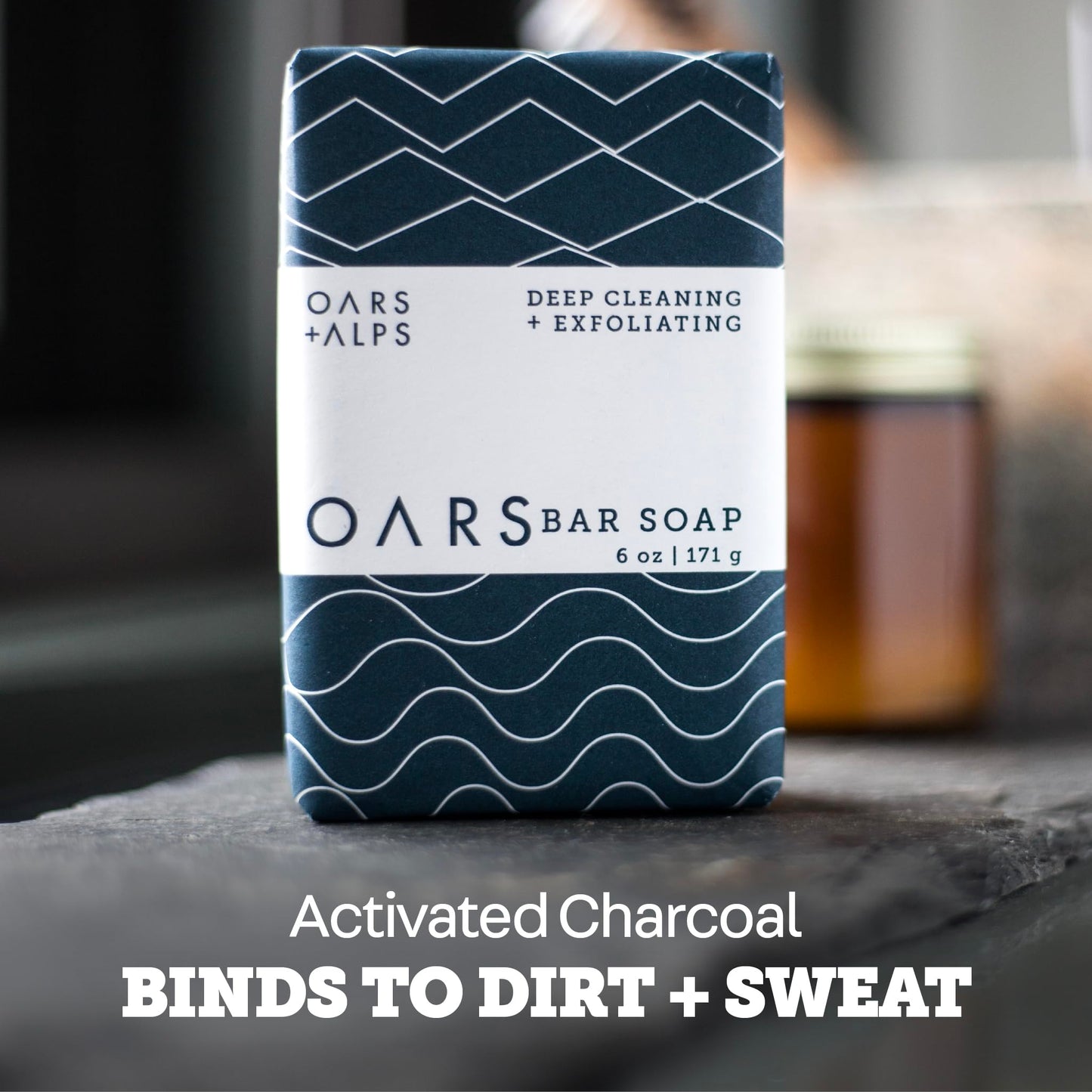 Oars + Alps Exfoliating & Moisturizing Bar Soap for Men, Deep Cleaning Soap, Clean Ingredients, All Skin Types, Blue Charcoal, 1pk Beauty & Personal Care Oars + Alps