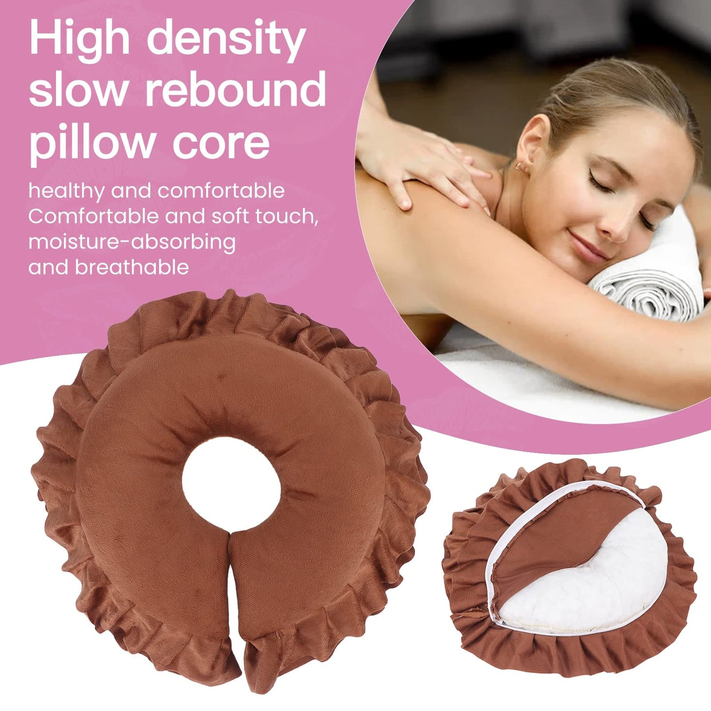 Naroote Spa Salon Face Cushion, Multipurpose Breathable 360 U Shaped Neck Cushion for Massage Traveling Beauty and Personal Care Naroote