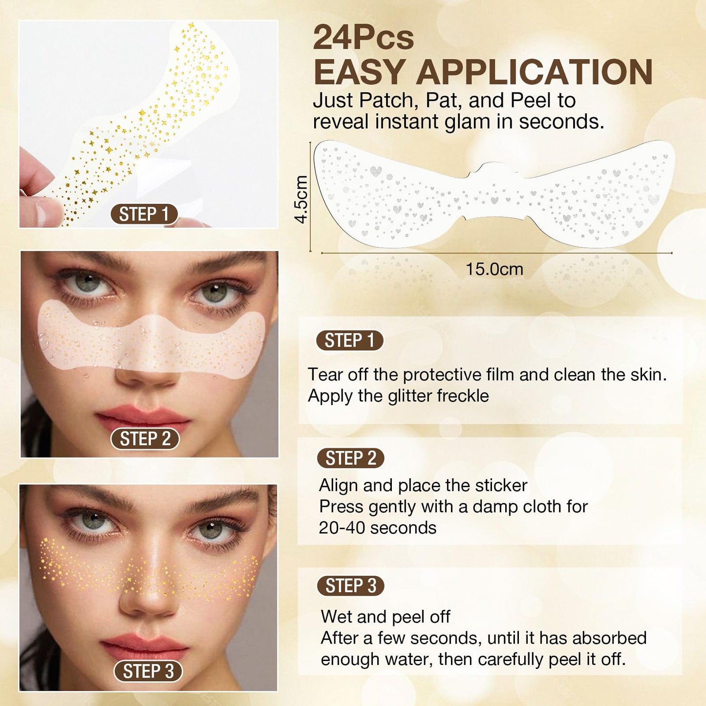 Wodelanle Glitter Freckles Face Tattoo, 24 Count Silver Face Glitter Speckles Makeup Patches, Glow Up Makeup Patches, Cute Glitter Freckles Makeup Beauty & Personal Care Wodelanle