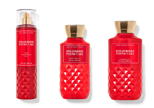 Bath and Body Works - Strawberry Pound Cake - Daily Trio – Fall 2020 - Shower Gel, Fragrance Mist & Body Lotion Beauty & Personal Care Bath & Body Works