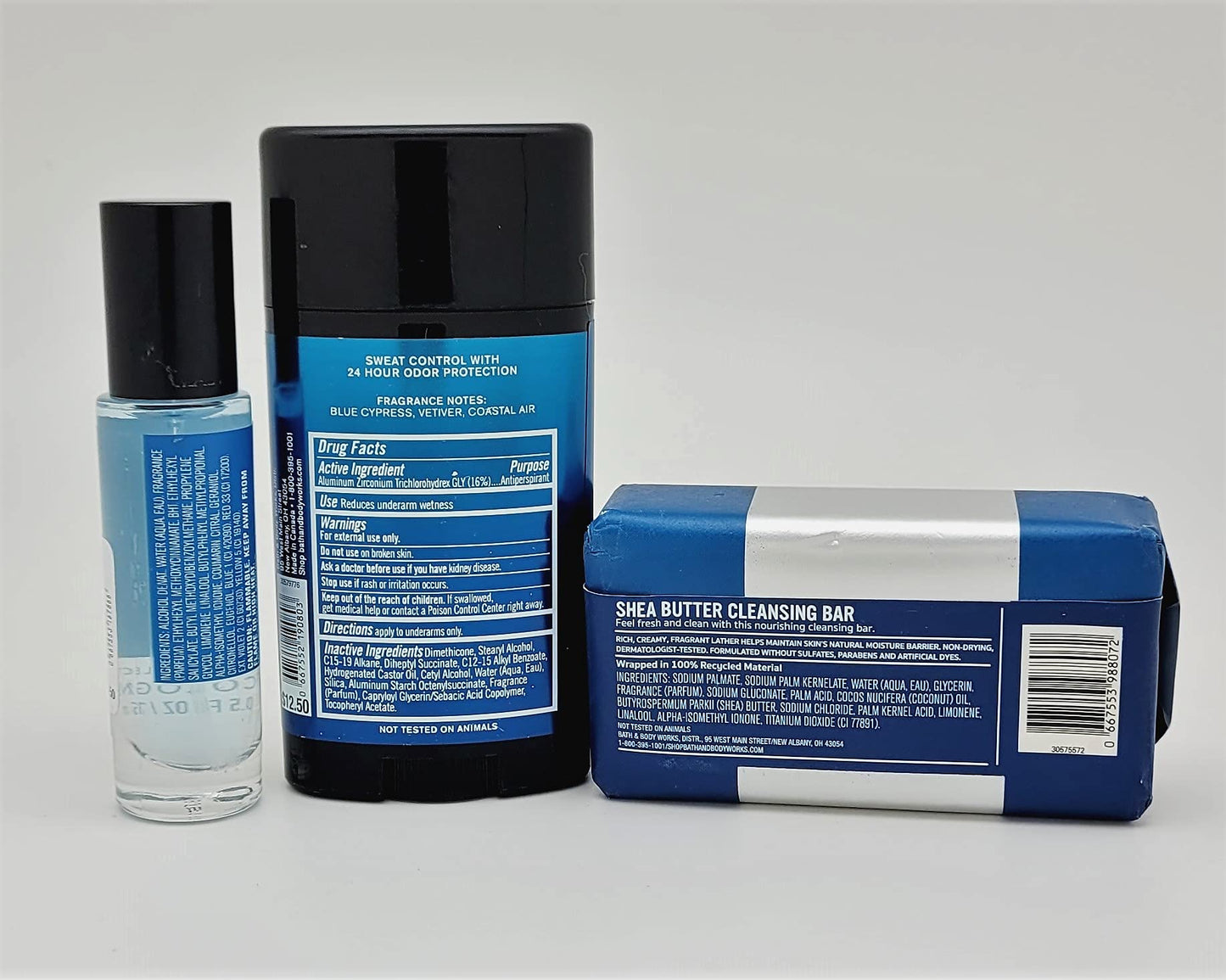 Ocean - Men’s Collection - 3 pc Bundle - Mini Cologne, Antiperspirant Deodorant and Shea Butter Cleansing Bar Beauty and Personal Care Bath & Body Works