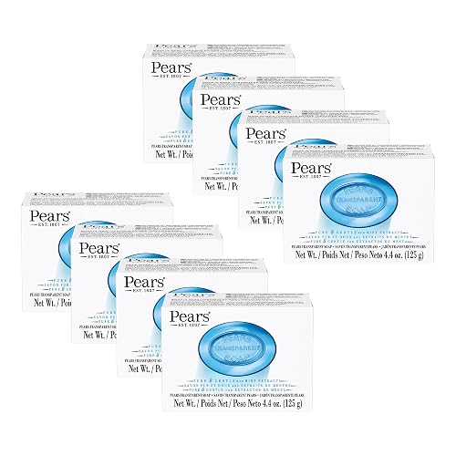 Pears Pure and Gentle with Glycerin and Mint Extracts - Transparent Soap Bar for Radiant Skin - Bar Soap for Women and Men - Blue - 8 pc Beauty & Personal Care Pears