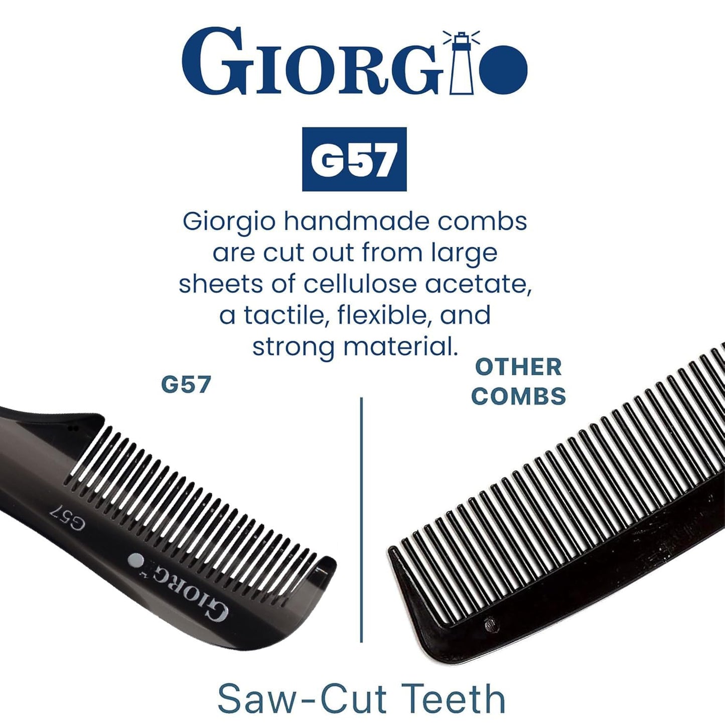 Giorgio G57 Extra Small Men's Fine Tooth Beard and Mustache Comb for Facial Hair Grooming and Styling. Mini Wallet Pocket Comb Beard Comb for Men Beauty and Personal Care GIORGIO