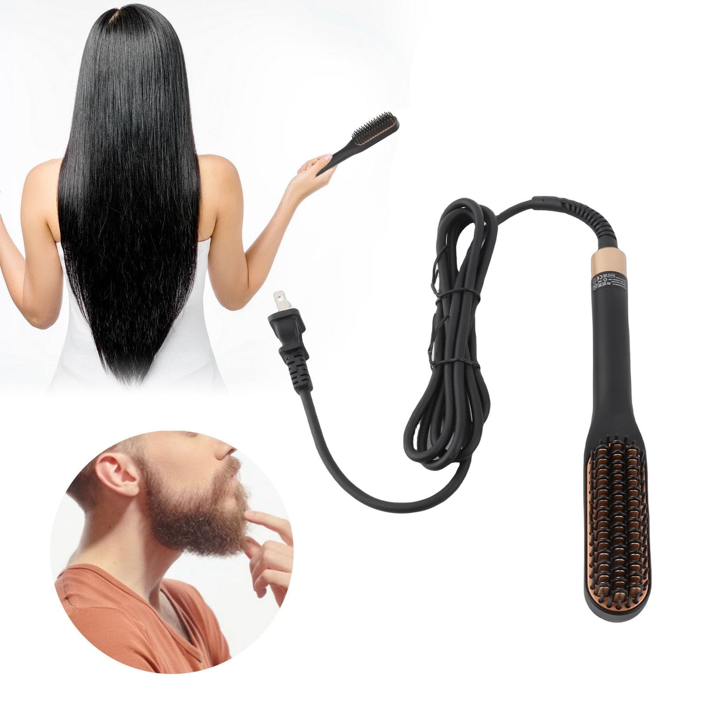Beard Straightener, Heated Hair Straightening Brush with with 3 Adjustable Temps, Electric Beard Straightening Comb, Beard Comb, Multifunctional Beard Beauty and Personal Care Dioche