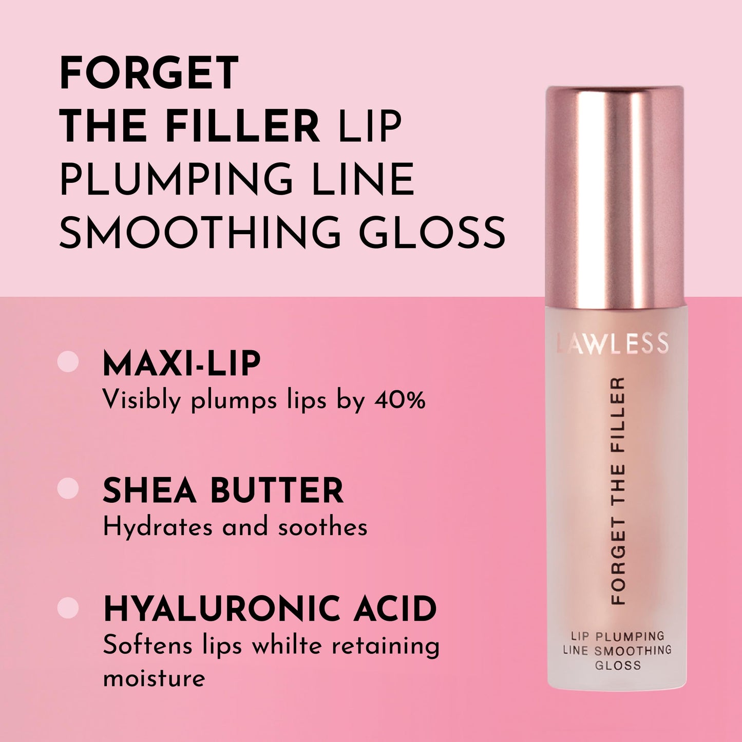 Lawless Forget the Filler Lip Plumping Line Smoothing Gloss - Glazed - Premium Volumizing Lip Gloss with Natural Ingredients Designed to Plump, Firm, Beauty & Personal Care Lawless