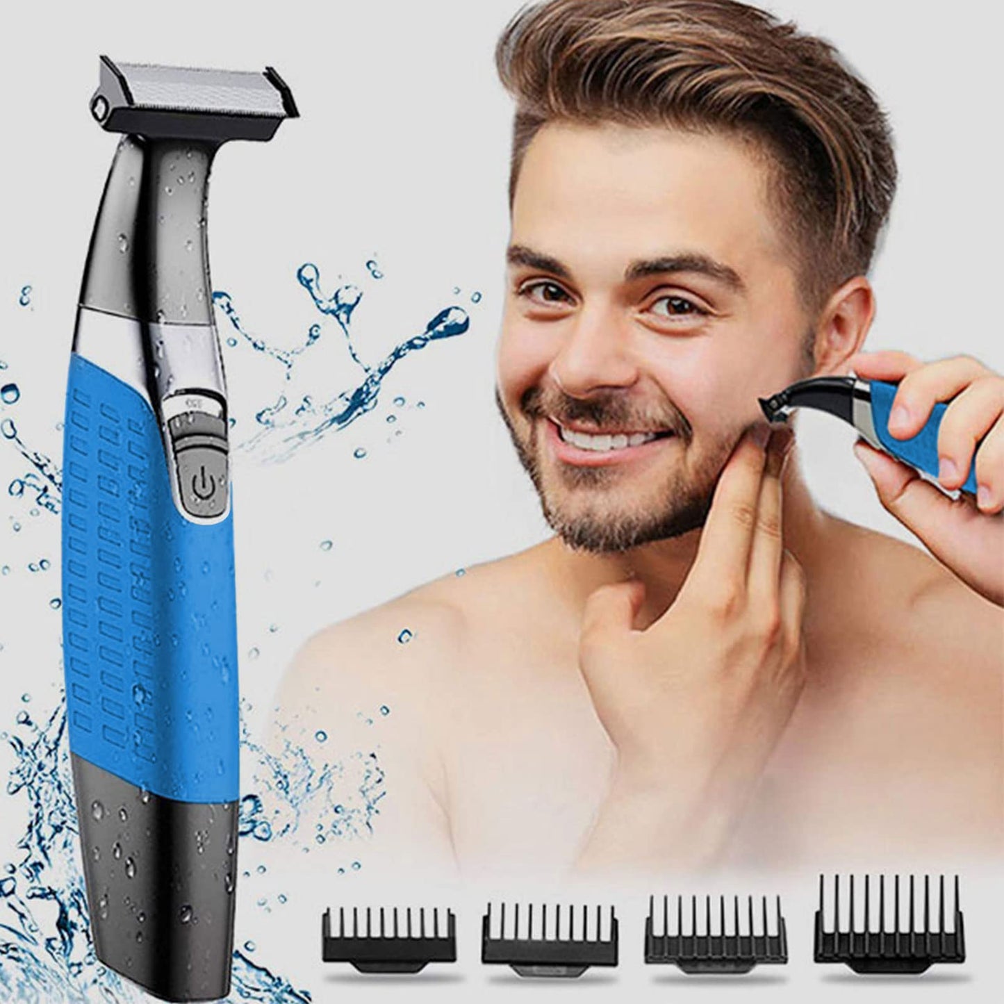 KEMEI Electric Razor, Beard Trimmer Men, Waterproof Beard Grooming,Cordless USB Rechargeable Body Groomer and Hair Remover for Eyebrow, Beard Facial Beauty and Personal Care KEMEI