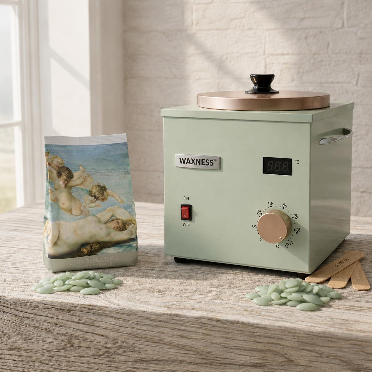 Wax Heater WN-7700 E Sage 7.7 lb + Free Silicone Liner Beauty and Personal Care Waxness