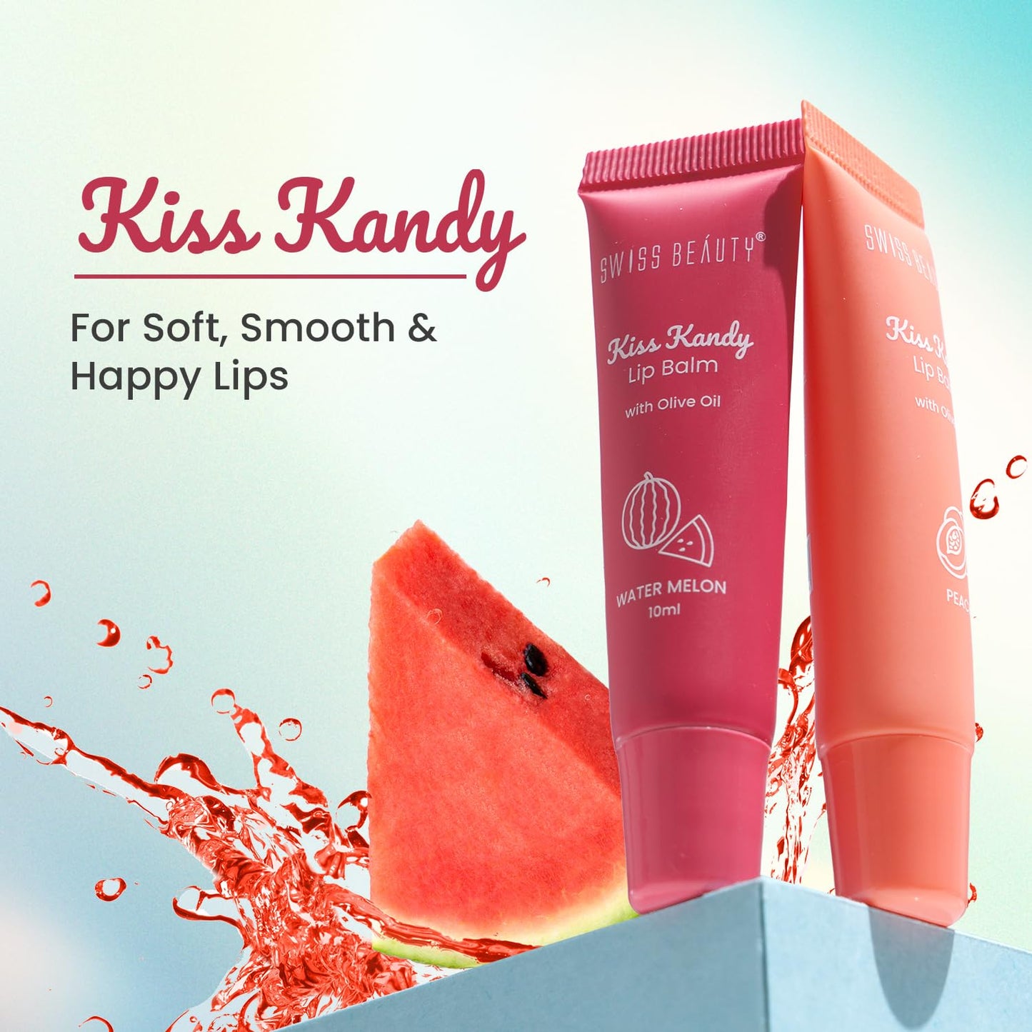 Swiss Beauty Kiss Kandy Lip Balm with Olive Oil - Moisturising - Non-Sticky - Soft & Smooth Lips - Shade - Peach, 10ml Beauty and Personal Care SWISS BEAUTY