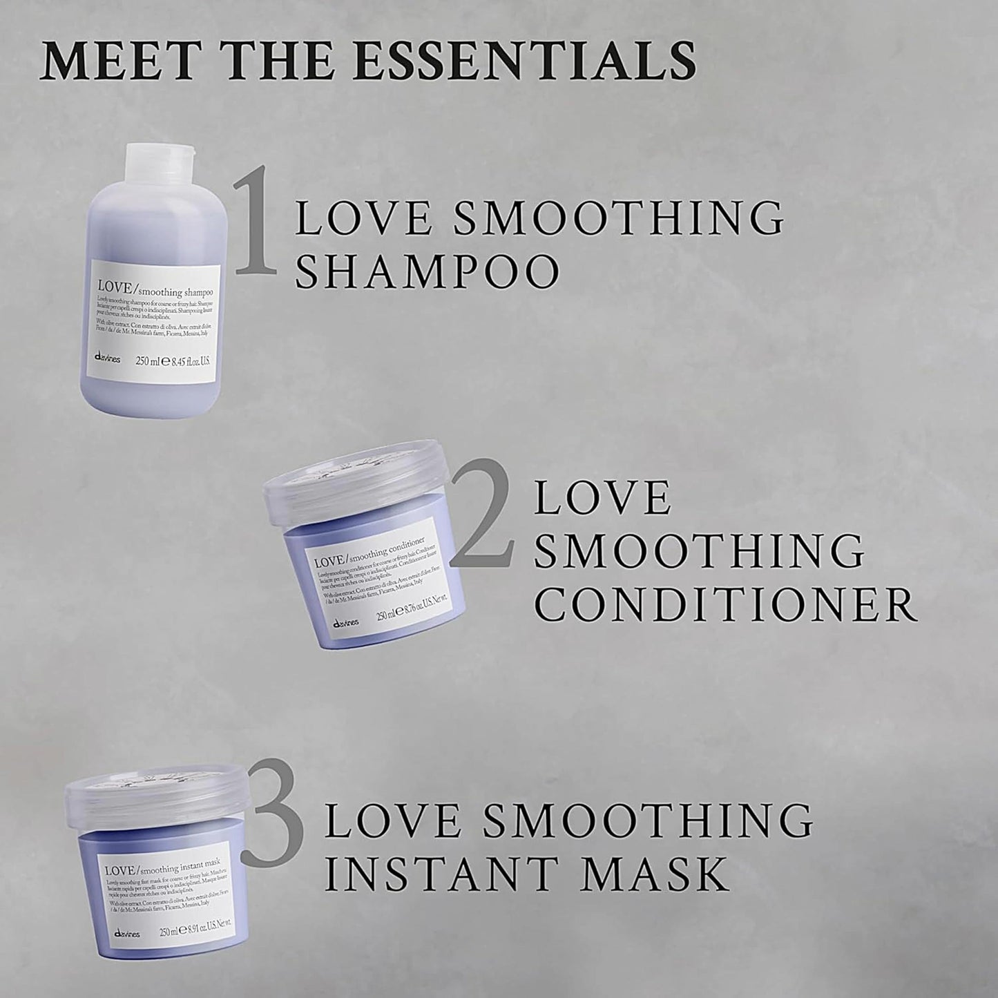Davines LOVE Smoothing Shampoo, Taming Anti-Frizz Gentle Cleansing Action for Wavy, Unruly, Coarse Hair - Gives Shine, Elasticity, Softness, Beauty and Personal Care Davines