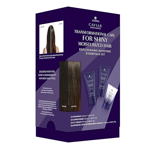 Alterna Haircare CAVIAR Anti-Aging Replenishing Moisture Trial Kit - Shampoo, Conditioner, Leave-In CC Cream | For Dry, Brittle Hair | Protects Beauty & Personal Care Alterna
