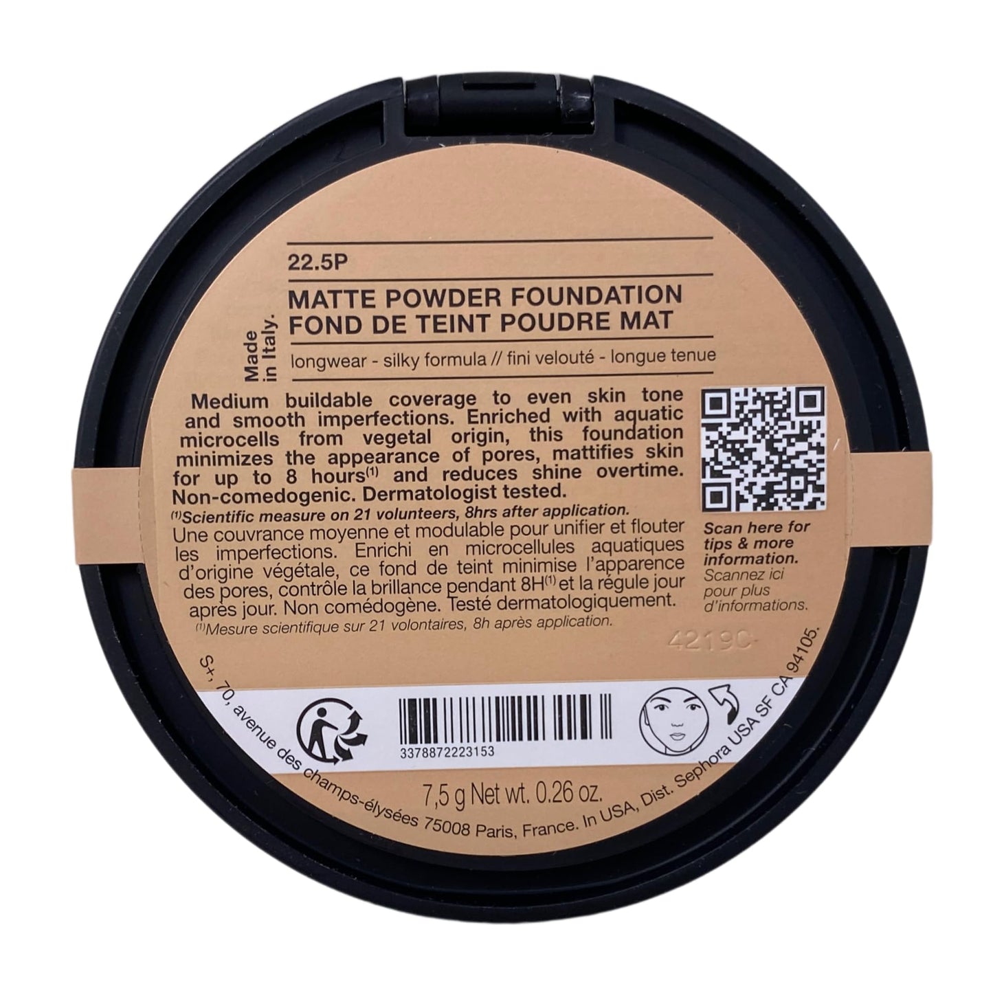 Sephora Collection Matte Powder Foundation - 22.5P (medium, pink undertone) 0.26 oz / 7.5 g Beauty & Personal Care SEPHORA