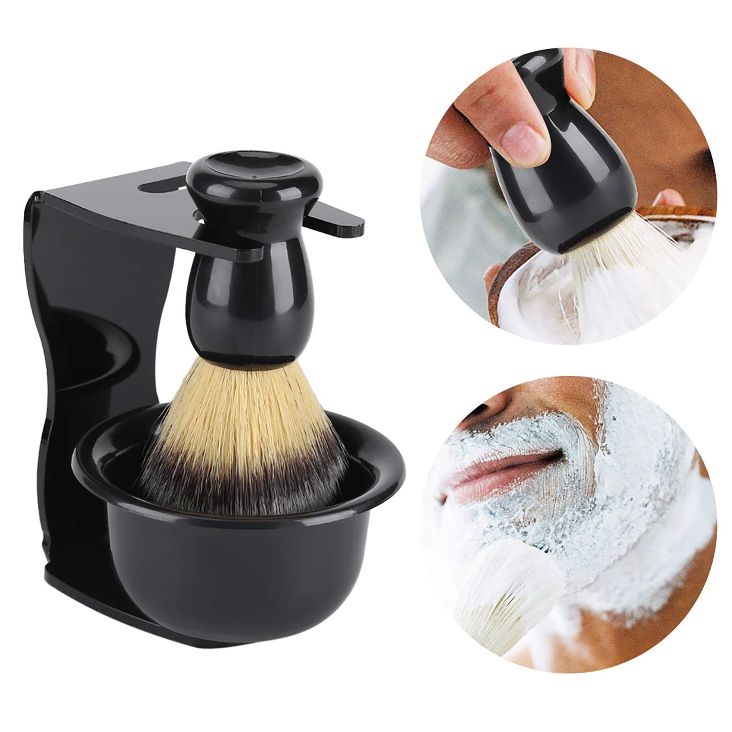 Joyzan Shaving Brush Set, 3 in 1 Men Hair Shave Brushes Bowl Stand Shaving Cream Soap Razor Holder Mug Kit Soft Nylon Cleaning Tool Wet Father Husband Beauty and Personal Care Joyzan