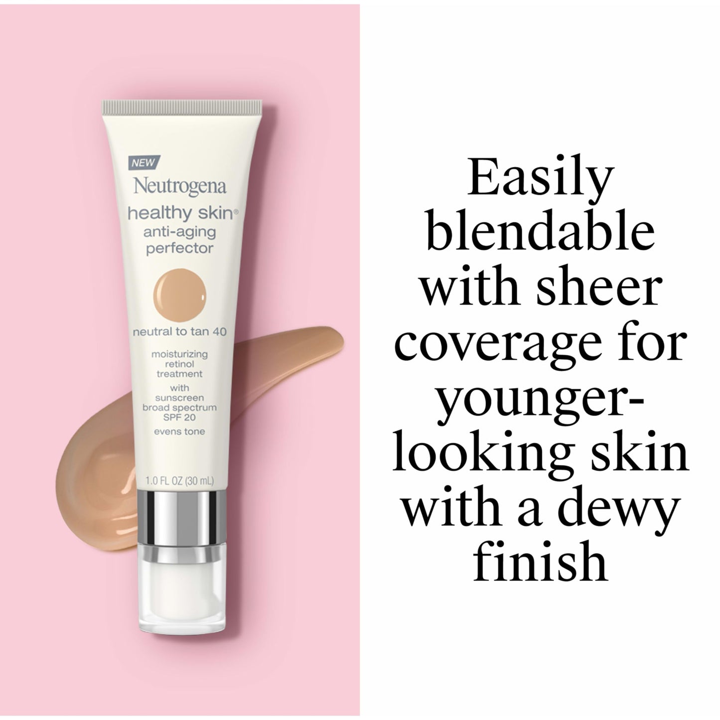 Neutrogena Healthy Skin Anti-Aging Perfector - with Retinol, Tinted Moisturizer with SPF 20 & Sheer Coverage that Smooths Skin Texture & Reduces the Beauty & Personal Care Neutrogena