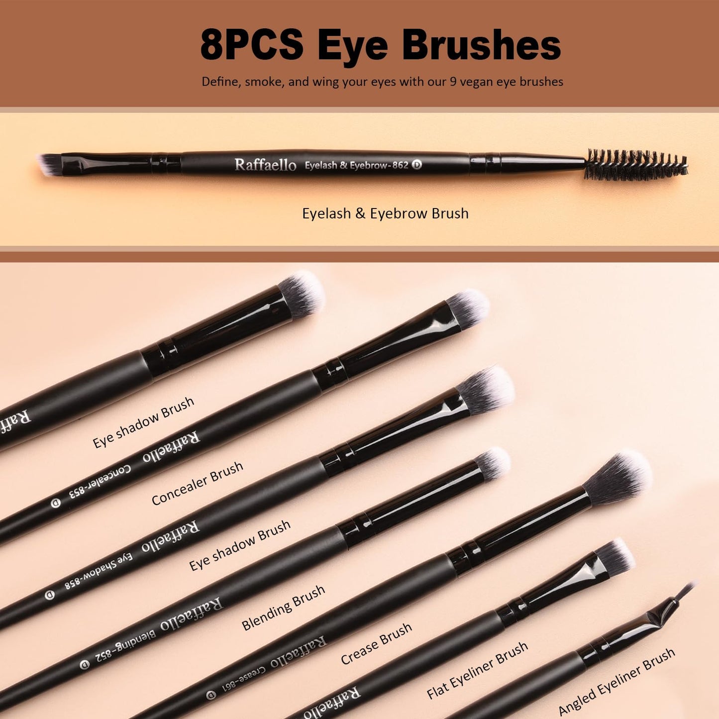 Raffaello Makeup Brushes 15Pcs Makeup Brush Set Premium Synthetic Powder Foundation Contour Blush Concealer Eye Shadow Blending Liner Make Up Brush Beauty & Personal Care Raffaello