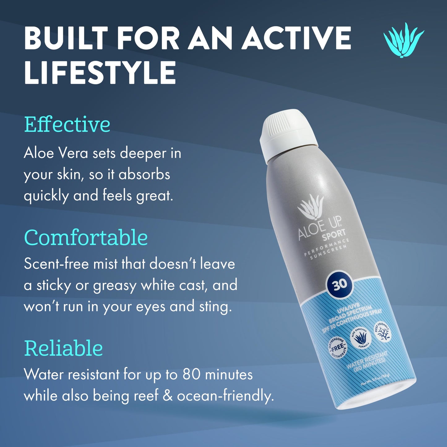 Aloe Up Sport Continuous Spray Sunscreen SPF 30 - Broad Spectrum UVA/UVB Sunscreen Protector for Face and Body - With Aloe Vera Gel - Fast Absorbing Beauty & Personal Care ALOE UP