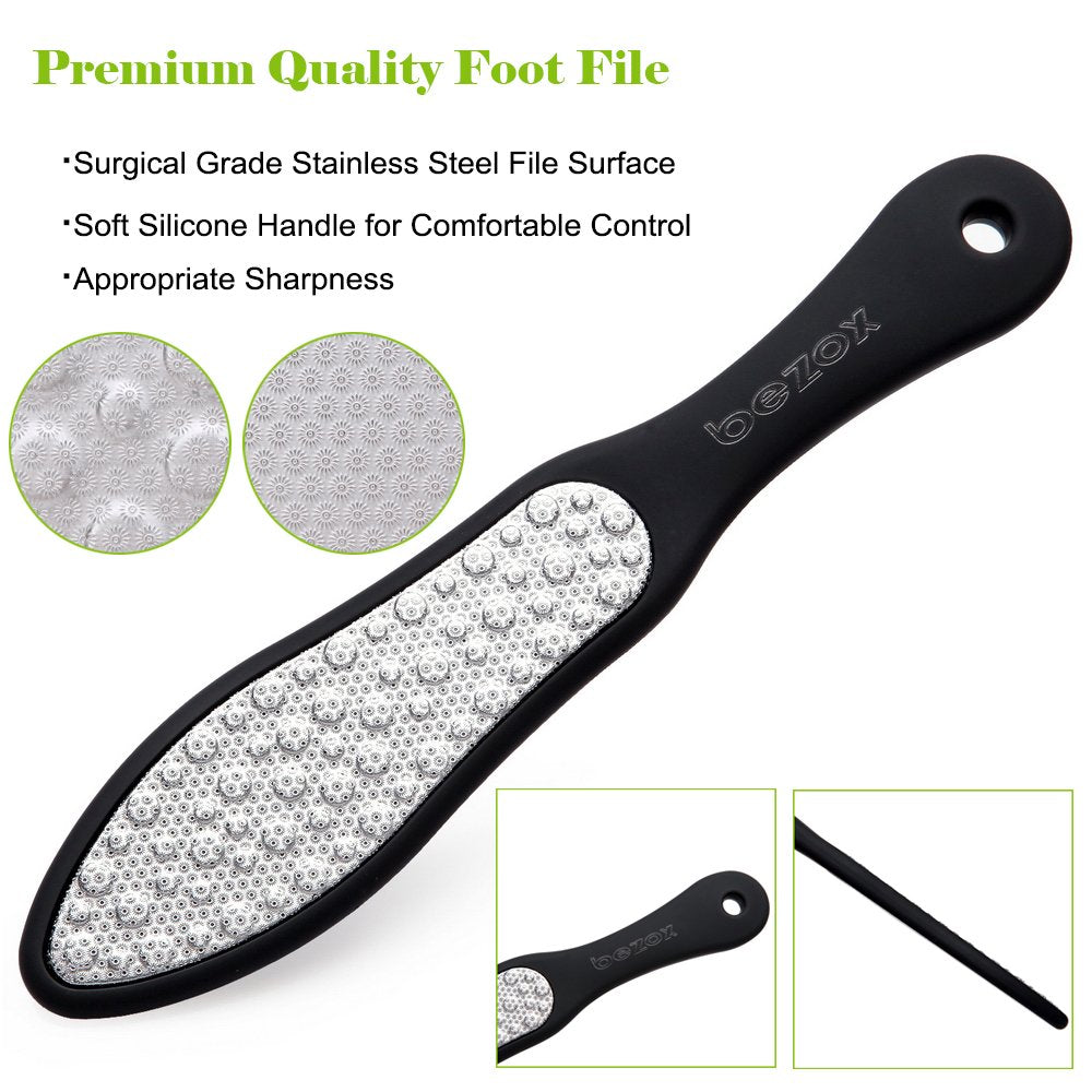 BEZOX Foot File (1 PCS), Double Sided Foot Scraper Callus Remover, Foot Rasp for Cracked Heel and Foot Corn Removal, Stainless Steel Pedicure File Beauty & Personal Care BEZOX