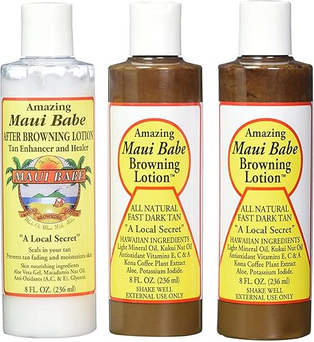Maui Babe Tanning Pack (2 Browning Lotions 8 oz, 1 After Browning Lotion 8 oz), (Pack of 3) Beauty & Personal Care Maui Babe