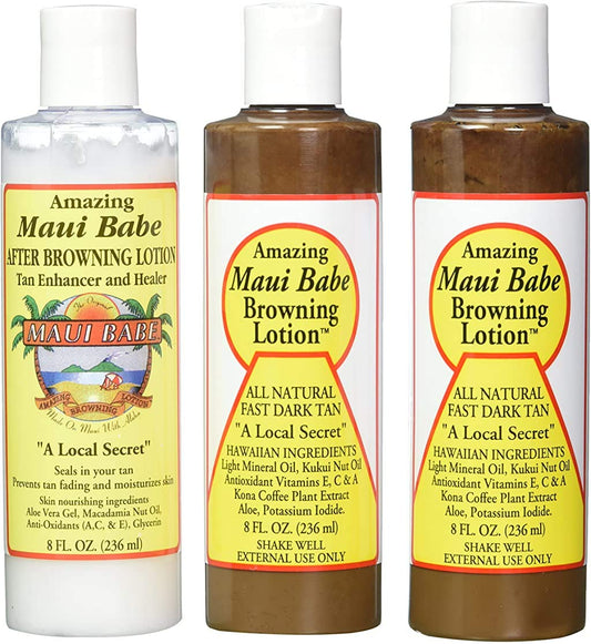 Maui Babe Tanning Pack (2 Browning Lotions 8 oz, 1 After Browning Lotion 8 oz), (Pack of 3) Beauty & Personal Care Maui Babe