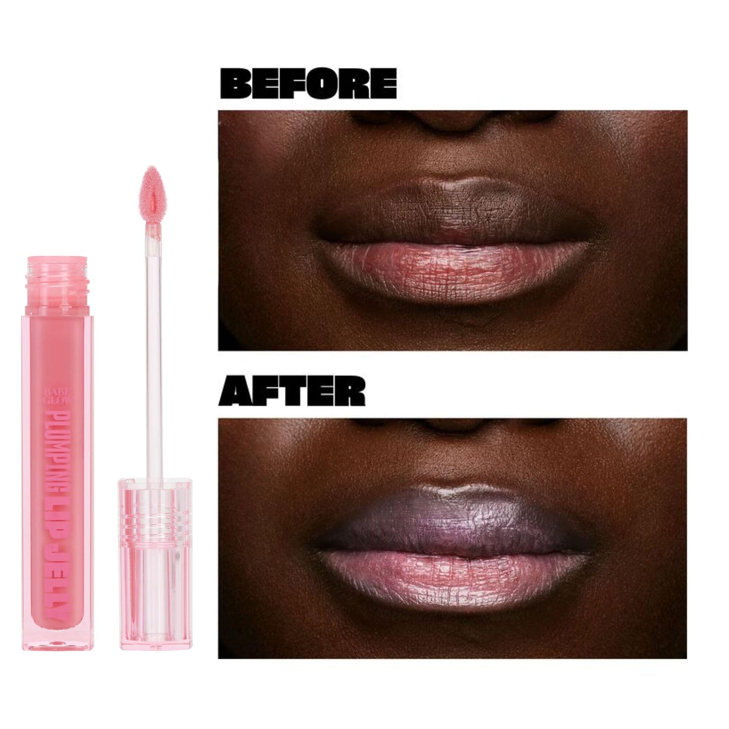BABE ORIGINAL Glow Plumping Lip Jelly For Thicker Lips - High Shine Lip Gloss for Moisturizing, Hydrating and Soothing Lips, Blush Beauty & Personal Care BABE ORIGINAL