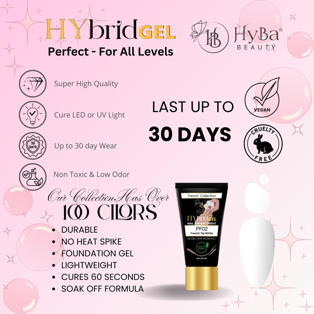 HyGEL 60ml Hybrid Gel- PF02 French Tip White