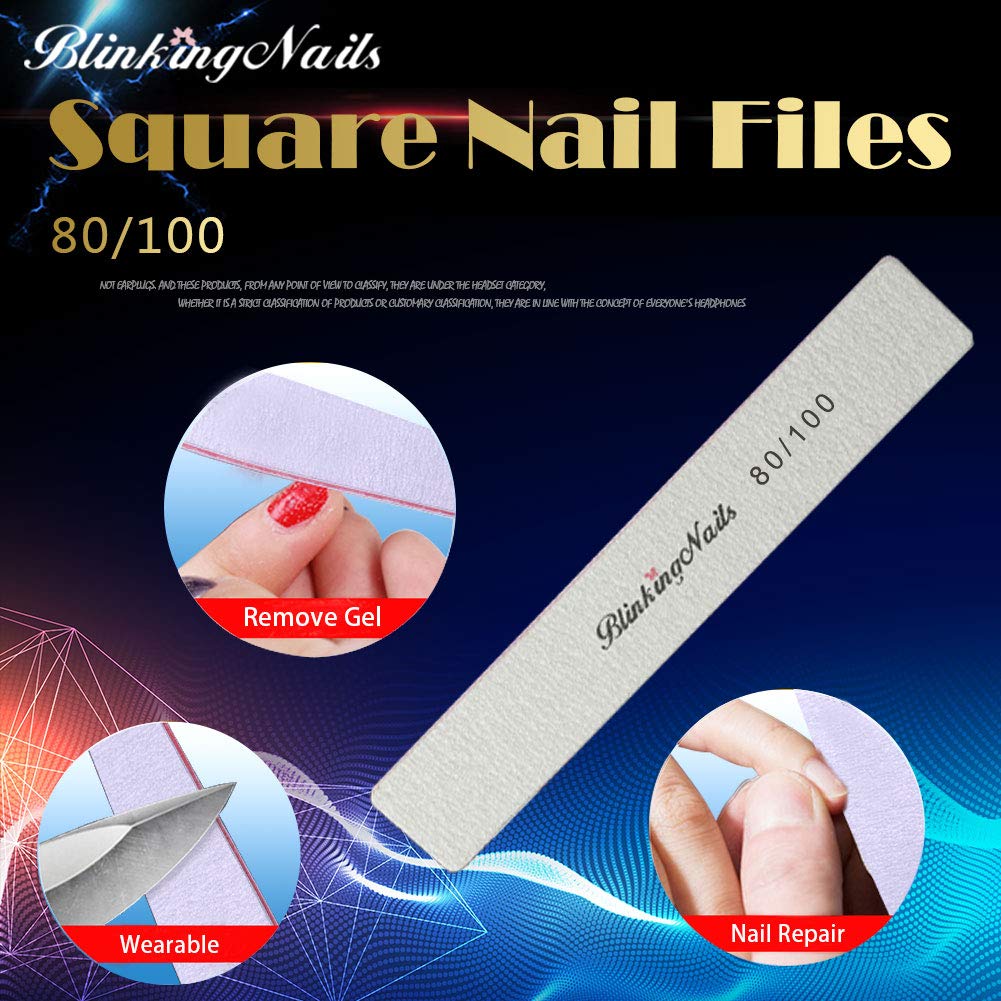 10Pcs Nail File 80/100 Grit Professional Nail Files and Buffers for Natural Nails, Double Sides Washable Block Disposable Nail Files for Nail Art DIY Beauty & Personal Care BlinkingNails