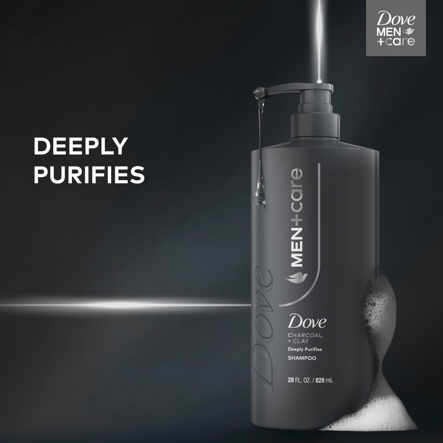 DOVE MEN + CARE Shampoo 1 count Charcoal + Clay for Real Hair that Powers Up Hair Strength, with Deep Purifying Benefits, 28 Fl oz Beauty and Personal Care DOVE MEN + CARE
