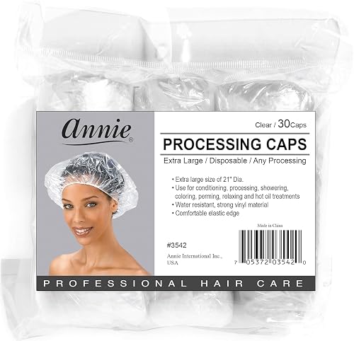 ANNIE Extra Large Processing Caps - Clear Disposable Hair Treatment Caps for Coloring, Perming, Conditioning & Showering - 100-Count XL 21? Diameter Beauty & Personal Care Annie