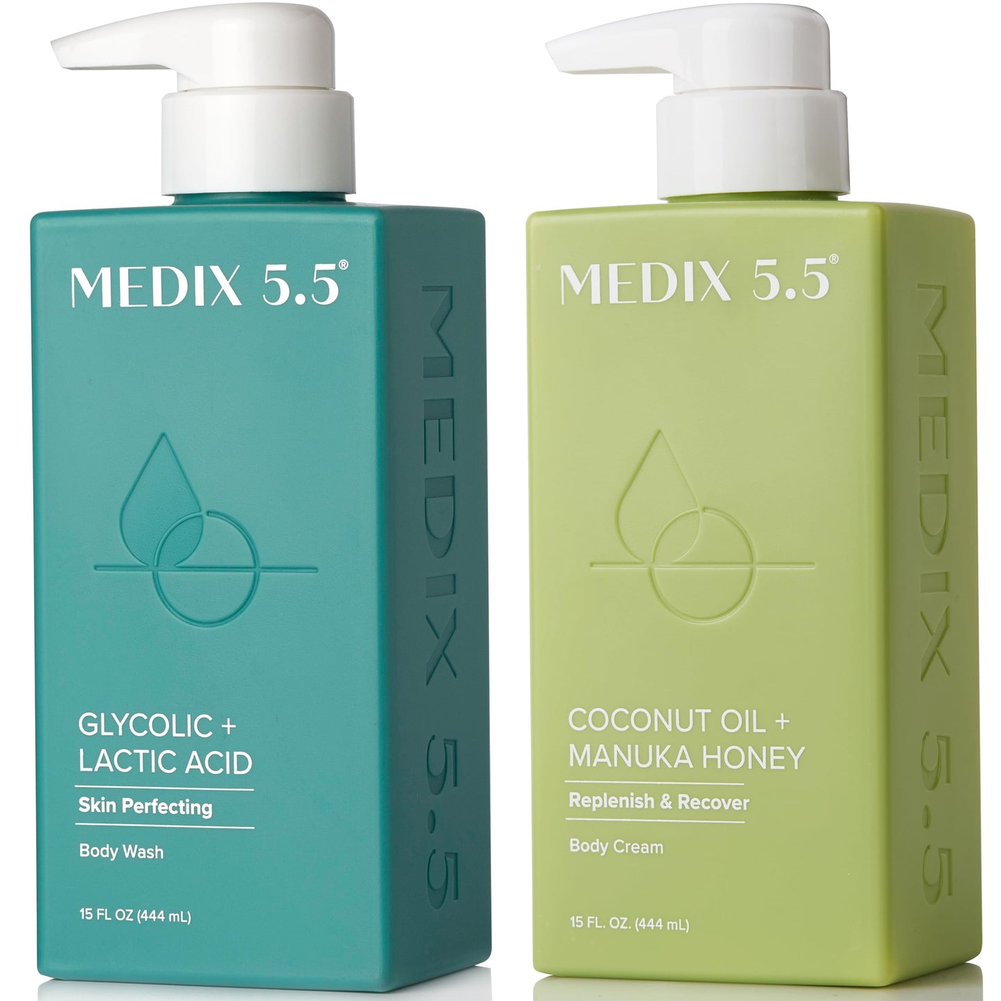 MEDIX Exfoliating Glycolic Acid Body Wash & Face Wash + Coconut Body Lotion Skin Care Set | Coconut Oil Lotion Body Cream & AHA + Lactic Acid Foaming Beauty & Personal Care Medix 5.5