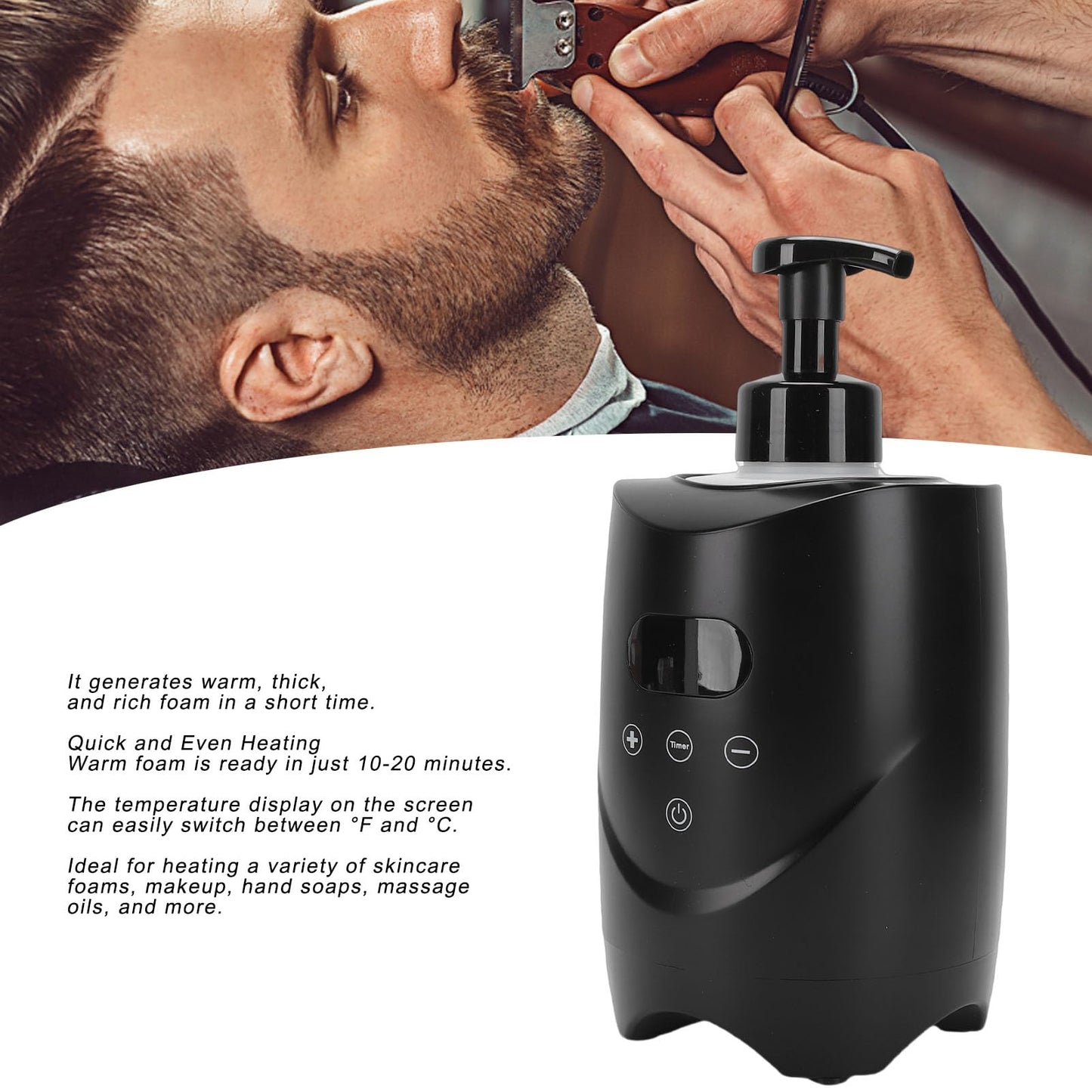 Hamwesh Hot Lather Machine, 500ml Large Capacity Lather Maker For Men Face Shaving, 86-167F Dual Temperature Display Electric Shaving Cream Warmer Beauty and Personal Care Hamwesh