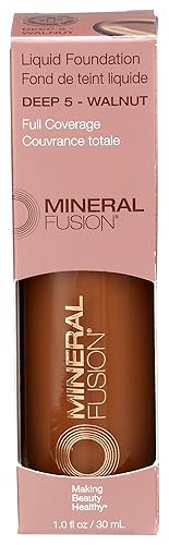 Mineral Fusion Full Coverage Foundation, Liquid Foundation - Deep 5- Deep Complexion w/Warm Undertones, Lightweight Matte Finish, Up to 12 Hr Beauty & Personal Care Mineral Fusion