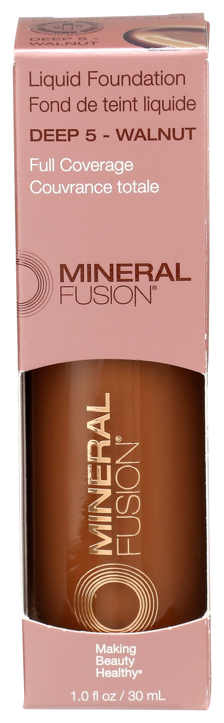 Mineral Fusion Full Coverage Foundation, Liquid Foundation - Deep 5- Deep Complexion w/Warm Undertones, Lightweight Matte Finish, Up to 12 Hr Beauty & Personal Care Mineral Fusion