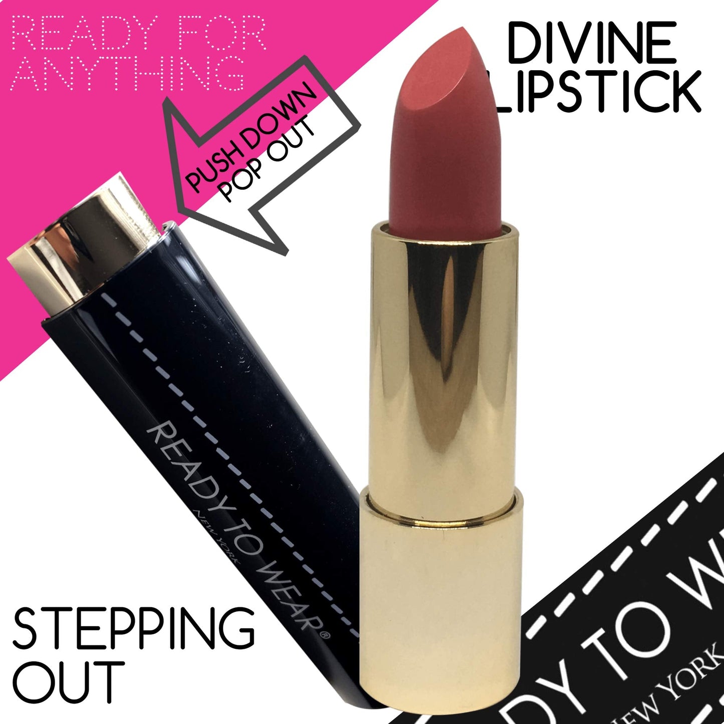 Ready To Wear DIVINE Lipstick Easy Use Holder Long Lasting Made In Italy (STEPPING OUT) Beauty & Personal Care Ready To Wear